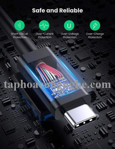 Ugreen 70951 0.8M 40Gbps 100W USB 3.1 cáp USB type C Thunderbolt 3 hỗ trợ PD màu đen US341 30070951